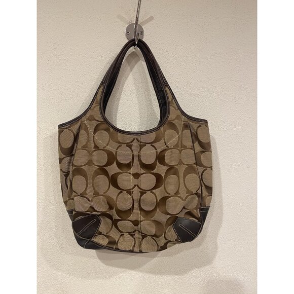 Coach Hobo Bag Womens Large Brown Signature Avary Canvas Leather Purse F13805 - Picture 6 of 7